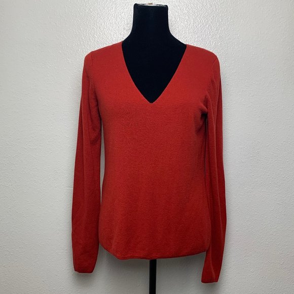 T  Alexander Wang Rust/Red V-Neck Sweater Size X-S - Picture 1 of 7